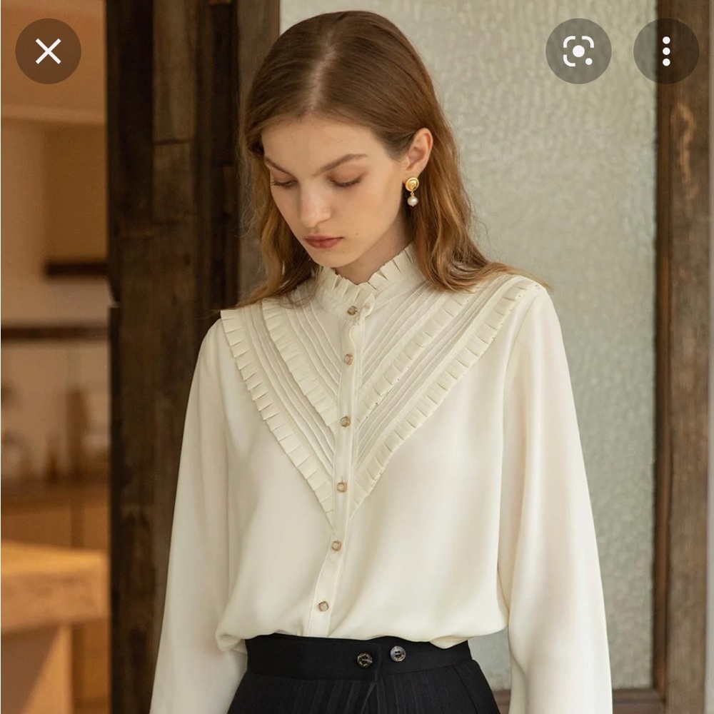 White Chiffon Stripping Blouse